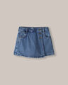 Short Falda De Mezclilla Botones,AZUL ACERO